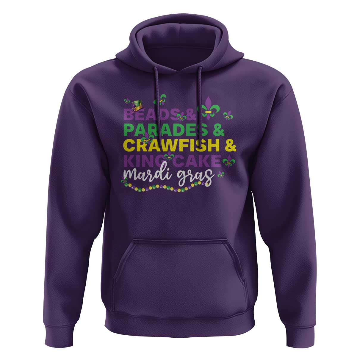 Beads Parades Crawfish King Cake Mardi Gras Hoodie