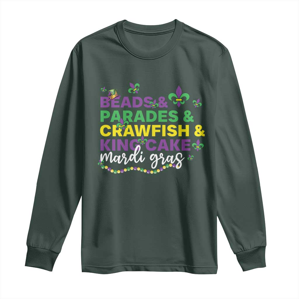 Beads Parades Crawfish King Cake Mardi Gras Long Sleeve Shirt