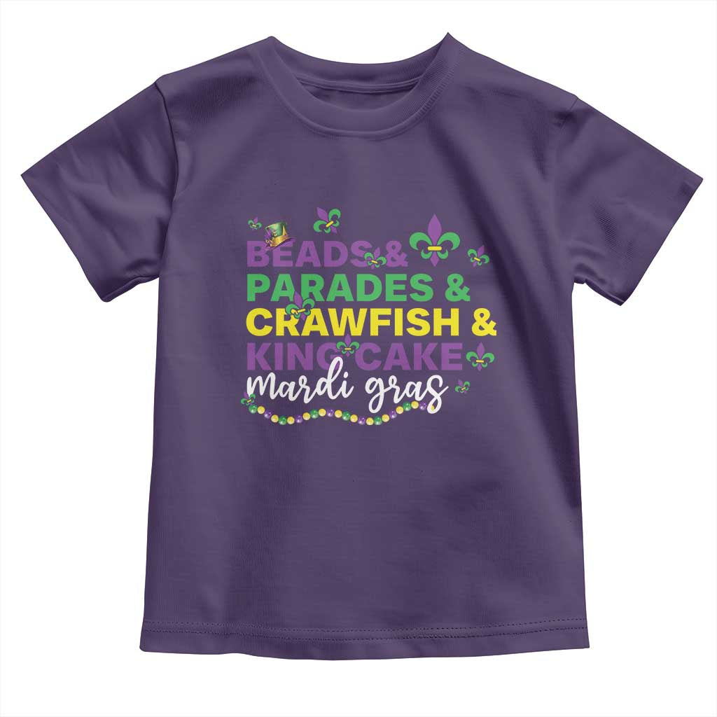 Beads Parades Crawfish King Cake Mardi Gras Toddler T Shirt