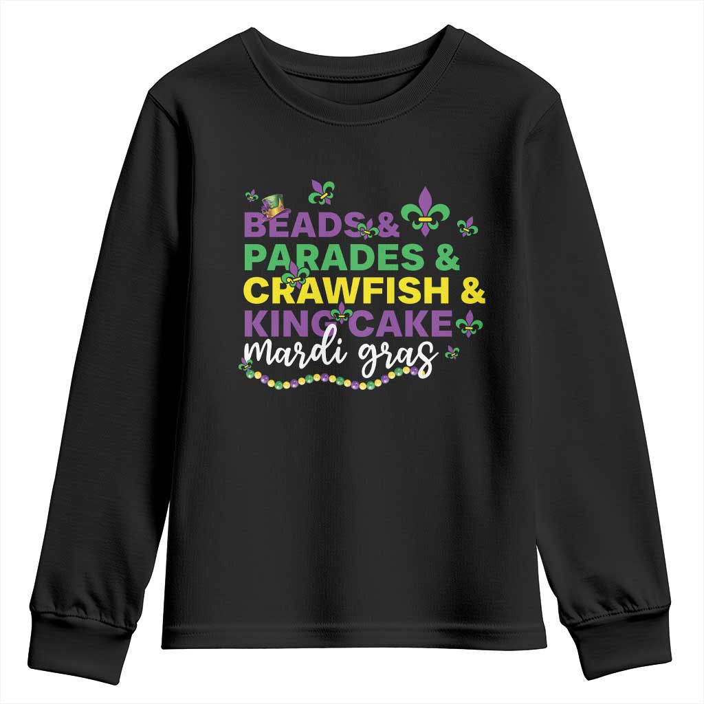 Beads Parades Crawfish King Cake Mardi Gras Youth Sweatshirt