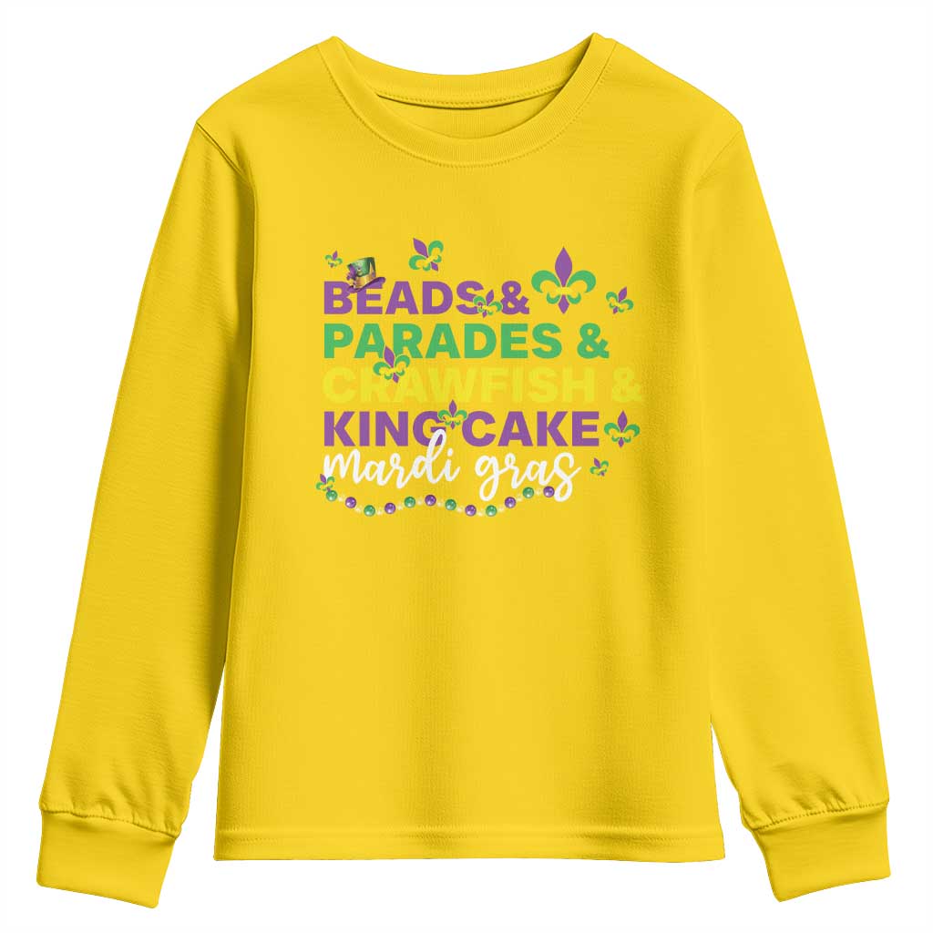 Beads Parades Crawfish King Cake Mardi Gras Youth Sweatshirt