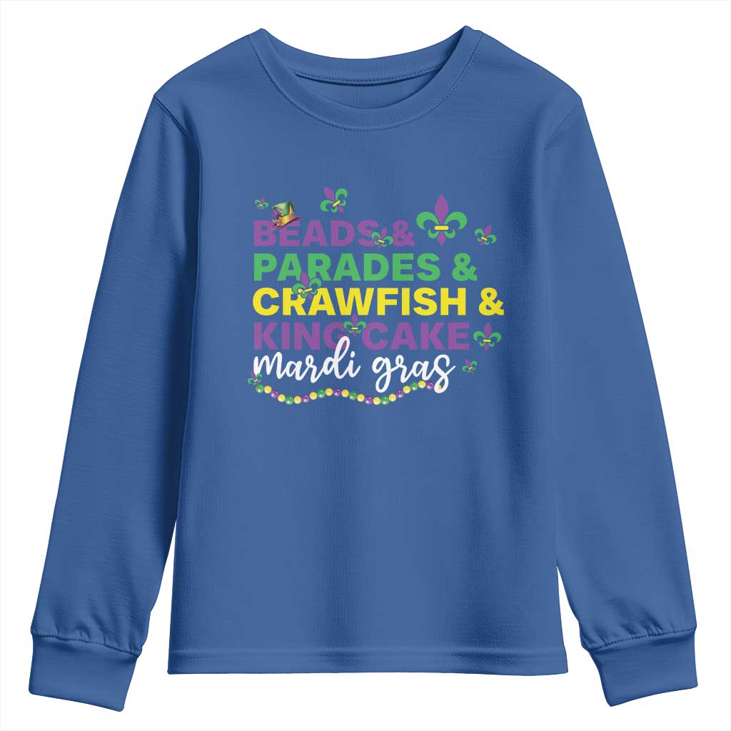 Beads Parades Crawfish King Cake Mardi Gras Youth Sweatshirt