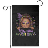 Little Miss Mardi Gras Garden Flag Afro Messy Bun Girls Kids Mask Cute New Orleans - Wonder Print Shop