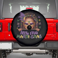 Little Miss Mardi Gras Spare Tire Cover Afro Messy Bun Girls Kids Mask Cute New Orleans - Wonder Print Shop
