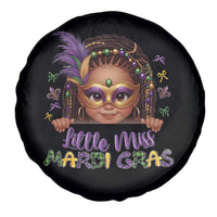 Little Miss Mardi Gras Spare Tire Cover Afro Messy Bun Girls Kids Mask Cute New Orleans - Wonder Print Shop