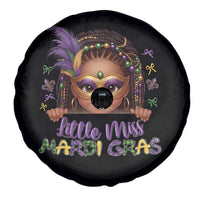 Little Miss Mardi Gras Spare Tire Cover Afro Messy Bun Girls Kids Mask Cute New Orleans - Wonder Print Shop