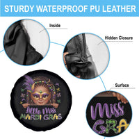 Little Miss Mardi Gras Spare Tire Cover Afro Messy Bun Girls Kids Mask Cute New Orleans - Wonder Print Shop
