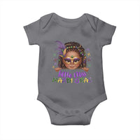 Little Miss Mardi Gras Baby Onesie Afro Messy Bun Girls Kids Mask Cute New Orleans - Wonder Print Shop