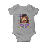 Little Miss Mardi Gras Baby Onesie Afro Messy Bun Girls Kids Mask Cute New Orleans - Wonder Print Shop