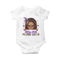 Little Miss Mardi Gras Baby Onesie Afro Messy Bun Girls Kids Mask Cute New Orleans - Wonder Print Shop