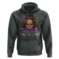 Little Miss Mardi Gras Hoodie Afro Messy Bun Girls Kids Mask Cute New Orleans - Wonder Print Shop