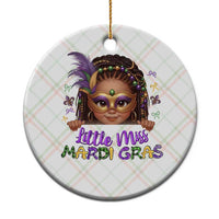 Little Miss Mardi Gras Ceramic Ornament Afro Messy Bun Girls Kids Mask Cute New Orleans - Wonder Print Shop
