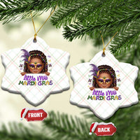 Little Miss Mardi Gras Ceramic Ornament Afro Messy Bun Girls Kids Mask Cute New Orleans - Wonder Print Shop