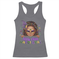 Little Miss Mardi Gras Racerback Tank Top Afro Messy Bun Girls Kids Mask Cute New Orleans - Wonder Print Shop