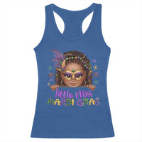 Little Miss Mardi Gras Racerback Tank Top Afro Messy Bun Girls Kids Mask Cute New Orleans - Wonder Print Shop