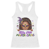 Little Miss Mardi Gras Racerback Tank Top Afro Messy Bun Girls Kids Mask Cute New Orleans - Wonder Print Shop