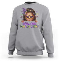 Little Miss Mardi Gras Sweatshirt Afro Messy Bun Girls Kids Mask Cute New Orleans - Wonder Print Shop