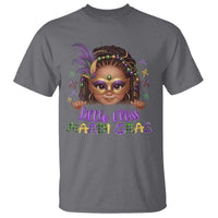 Little Miss Mardi Gras T Shirt Afro Messy Bun Girls Kids Mask Cute New Orleans - Wonder Print Shop