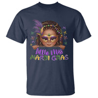 Little Miss Mardi Gras T Shirt Afro Messy Bun Girls Kids Mask Cute New Orleans - Wonder Print Shop