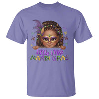 Little Miss Mardi Gras T Shirt Afro Messy Bun Girls Kids Mask Cute New Orleans - Wonder Print Shop