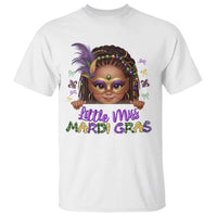 Little Miss Mardi Gras T Shirt Afro Messy Bun Girls Kids Mask Cute New Orleans - Wonder Print Shop