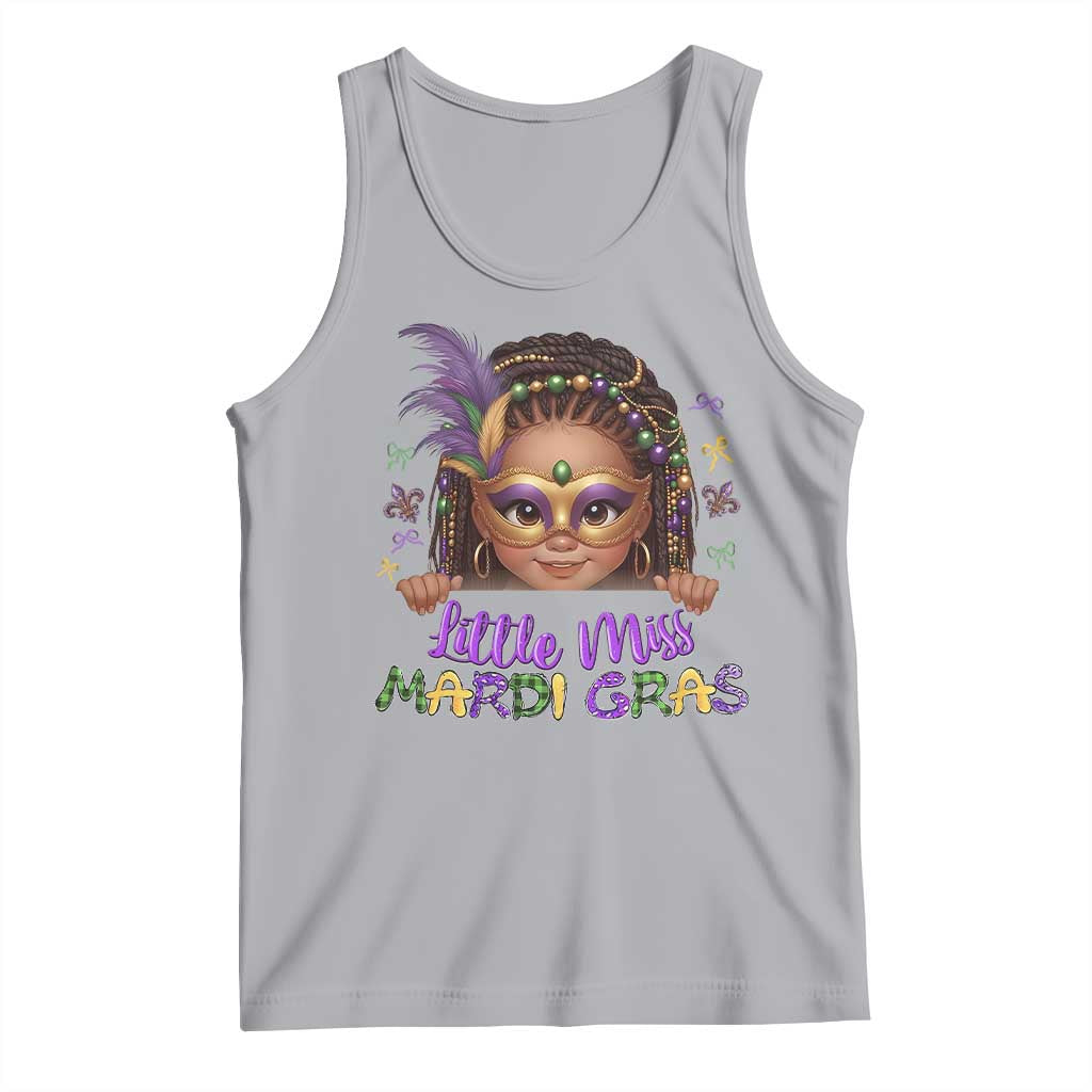 Little Miss Mardi Gras Tank Top Afro Messy Bun Girls Kids Mask Cute New Orleans - Wonder Print Shop