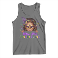 Little Miss Mardi Gras Tank Top Afro Messy Bun Girls Kids Mask Cute New Orleans - Wonder Print Shop