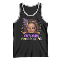 Little Miss Mardi Gras Tank Top Afro Messy Bun Girls Kids Mask Cute New Orleans - Wonder Print Shop
