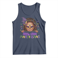 Little Miss Mardi Gras Tank Top Afro Messy Bun Girls Kids Mask Cute New Orleans - Wonder Print Shop