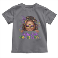 Little Miss Mardi Gras Toddler T Shirt Afro Messy Bun Girls Kids Mask Cute New Orleans - Wonder Print Shop