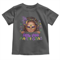 Little Miss Mardi Gras Toddler T Shirt Afro Messy Bun Girls Kids Mask Cute New Orleans - Wonder Print Shop