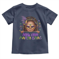 Little Miss Mardi Gras Toddler T Shirt Afro Messy Bun Girls Kids Mask Cute New Orleans - Wonder Print Shop