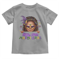 Little Miss Mardi Gras Toddler T Shirt Afro Messy Bun Girls Kids Mask Cute New Orleans - Wonder Print Shop