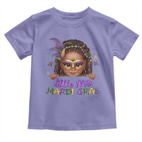 Little Miss Mardi Gras Toddler T Shirt Afro Messy Bun Girls Kids Mask Cute New Orleans - Wonder Print Shop