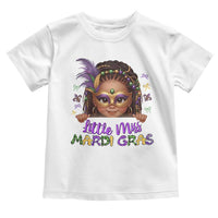 Little Miss Mardi Gras Toddler T Shirt Afro Messy Bun Girls Kids Mask Cute New Orleans - Wonder Print Shop