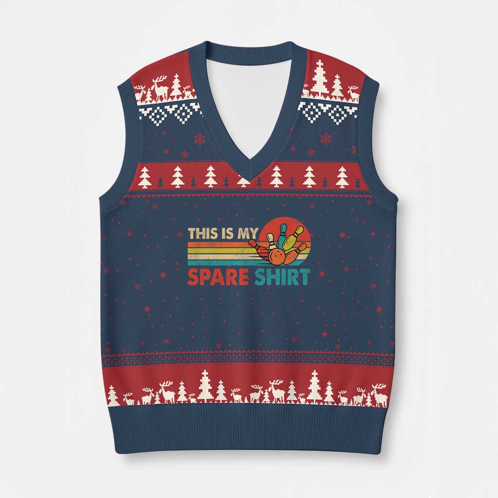 This Is My Spare Bowling V-Neck Knit Sweater Vest Bowler Funny Team