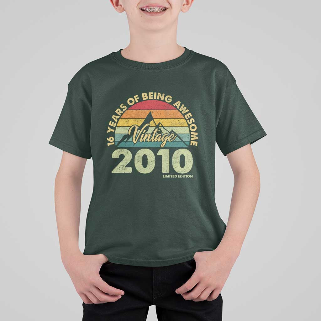 16th Birthday T Shirt For Kid Vintage 2010 Limited Edition 16 Year Old Gift