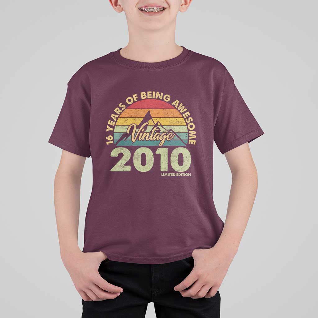 16th Birthday T Shirt For Kid Vintage 2010 Limited Edition 16 Year Old Gift