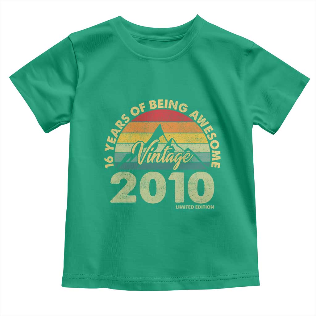 16th Birthday Toddler T Shirt Vintage 2010 Limited Edition 16 Year Old Gift