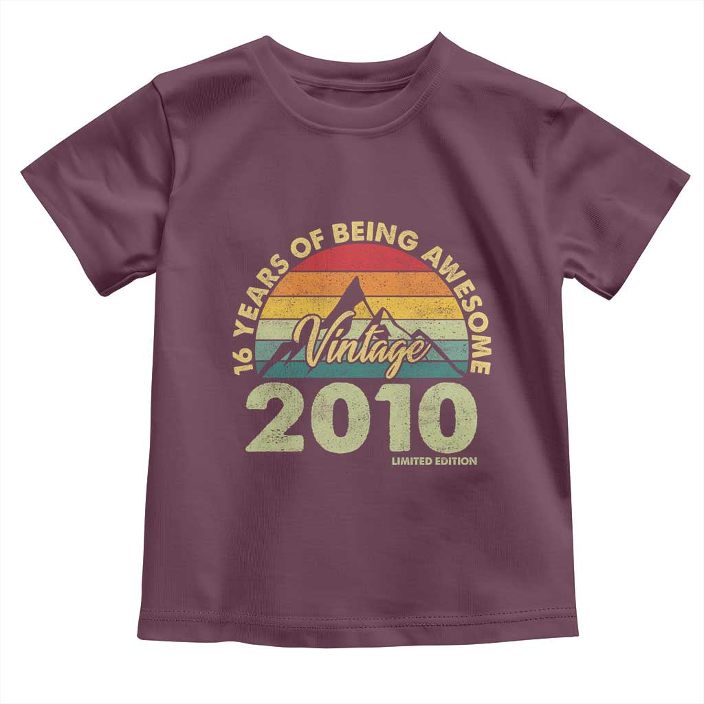 16th Birthday Toddler T Shirt Vintage 2010 Limited Edition 16 Year Old Gift