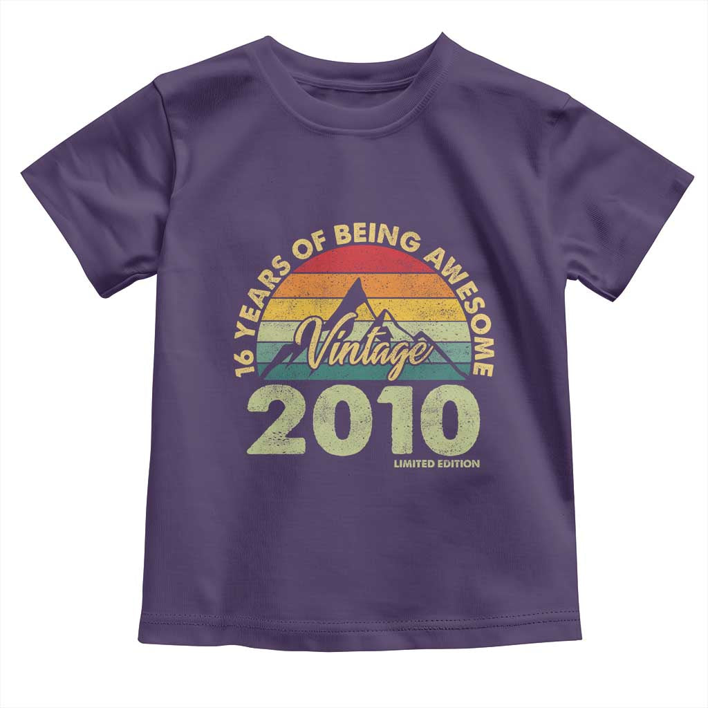 16th Birthday Toddler T Shirt Vintage 2010 Limited Edition 16 Year Old Gift