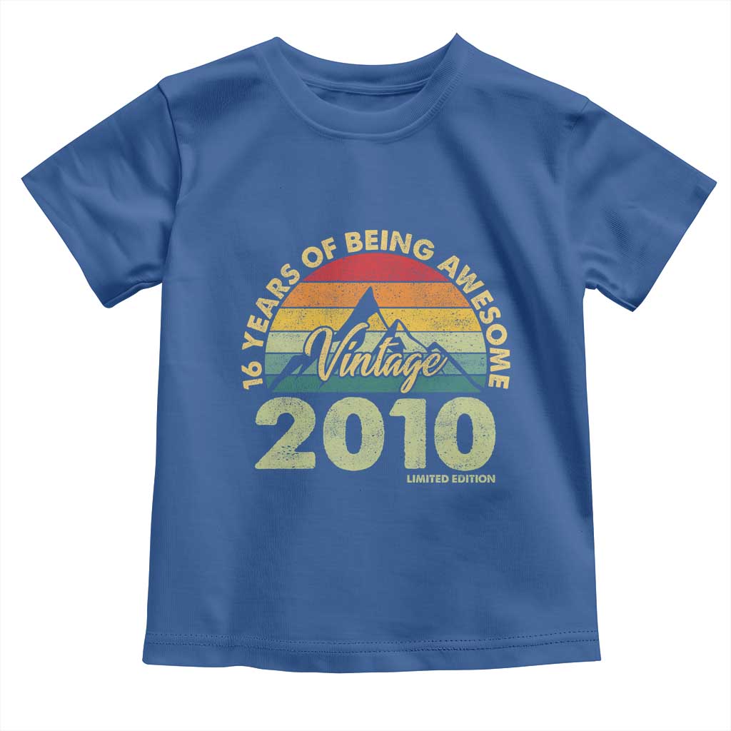 16th Birthday Toddler T Shirt Vintage 2010 Limited Edition 16 Year Old Gift