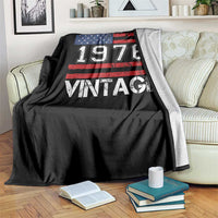 Vintage 50th Birthday Throw Blanket Retro 1976 American Flag 50 Year Old