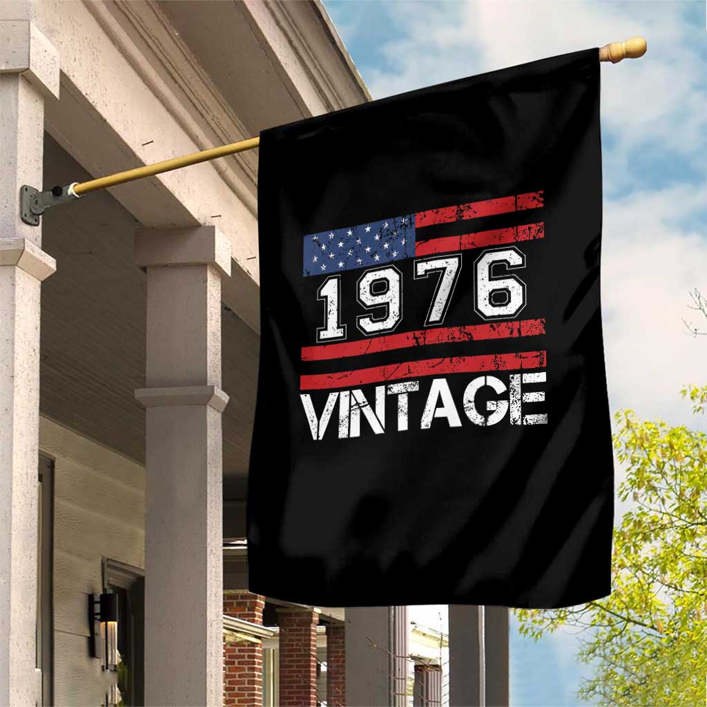 Vintage 50th Birthday Garden Flag Retro 1976 American Flag 50 Year Old