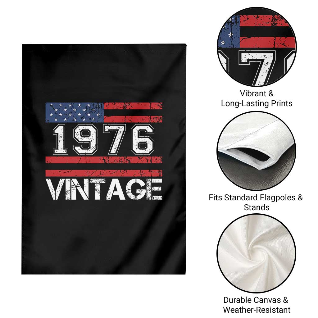 Vintage 50th Birthday Garden Flag Retro 1976 American Flag 50 Year Old