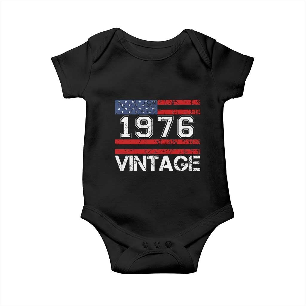 Vintage 50th Birthday Baby Onesie Retro 1976 American Flag 50 Year Old