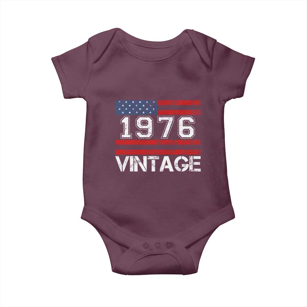 Vintage 50th Birthday Baby Onesie Retro 1976 American Flag 50 Year Old