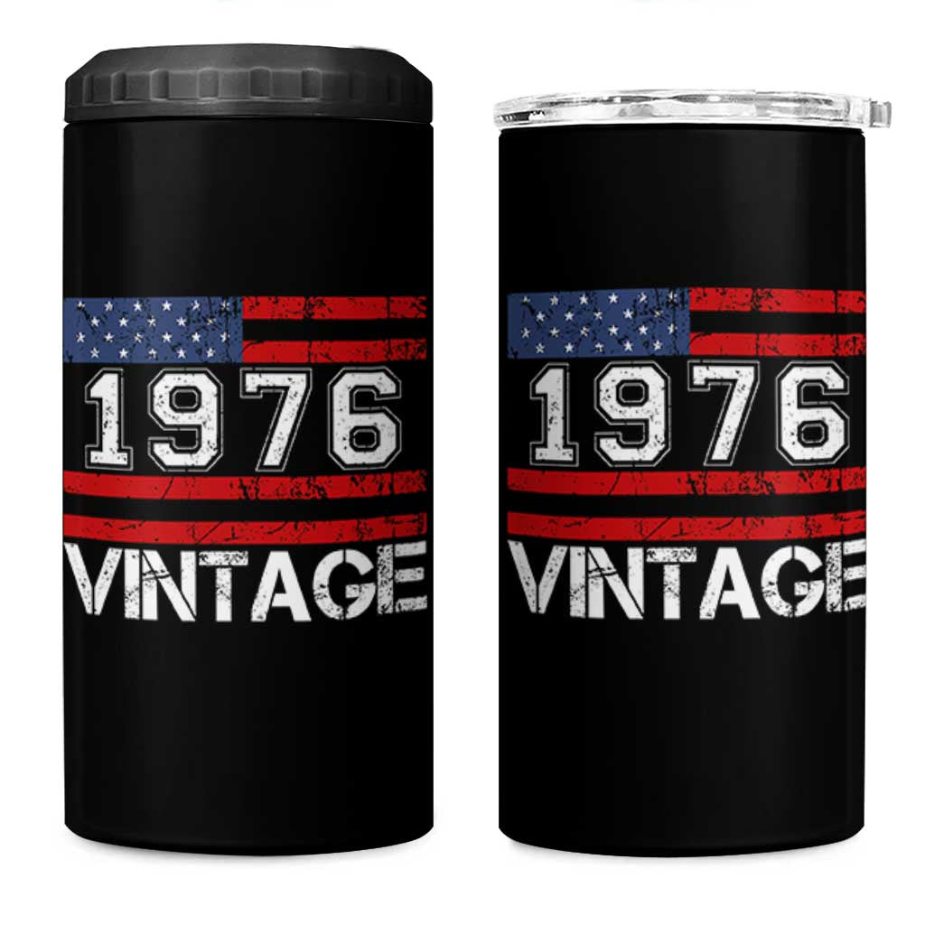 Vintage 50th Birthday 4 in 1 Can Cooler Tumbler Retro 1976 American Flag 50 Year Old
