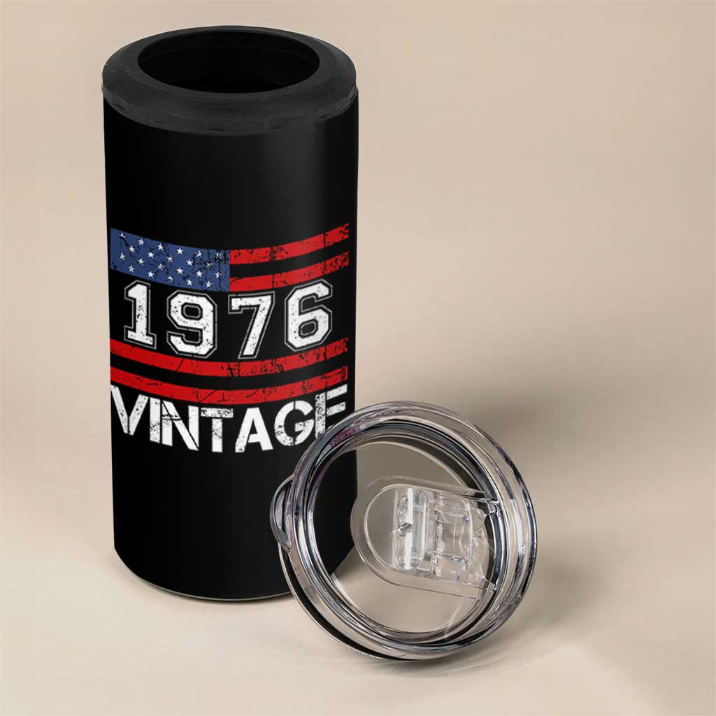 Vintage 50th Birthday 4 in 1 Can Cooler Tumbler Retro 1976 American Flag 50 Year Old