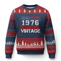 Vintage 50th Birthday Ugly Christmas Sweater Retro 1976 American Flag 50 Year Old